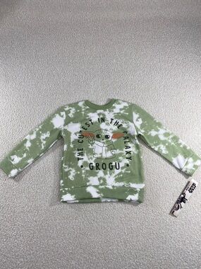 Star Wars Grogu Green and White Tie-Dye Sweatshirt